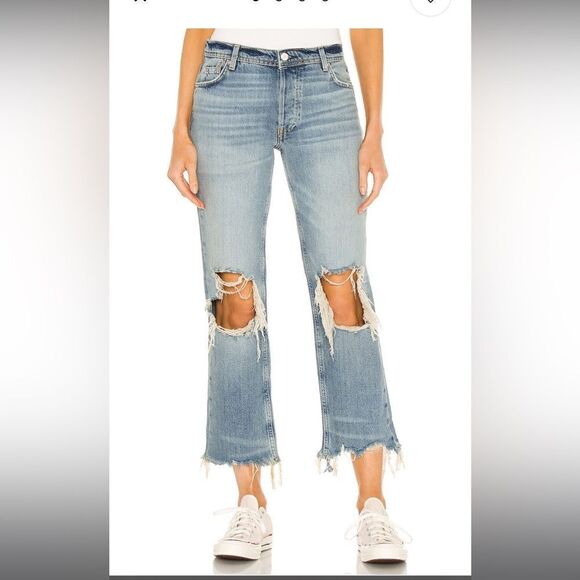 NWT- FREE PEOPLE- Maggie Mid Rise Straight Leg Jeans- Size 26/ US 2 - Picture 1 of 16